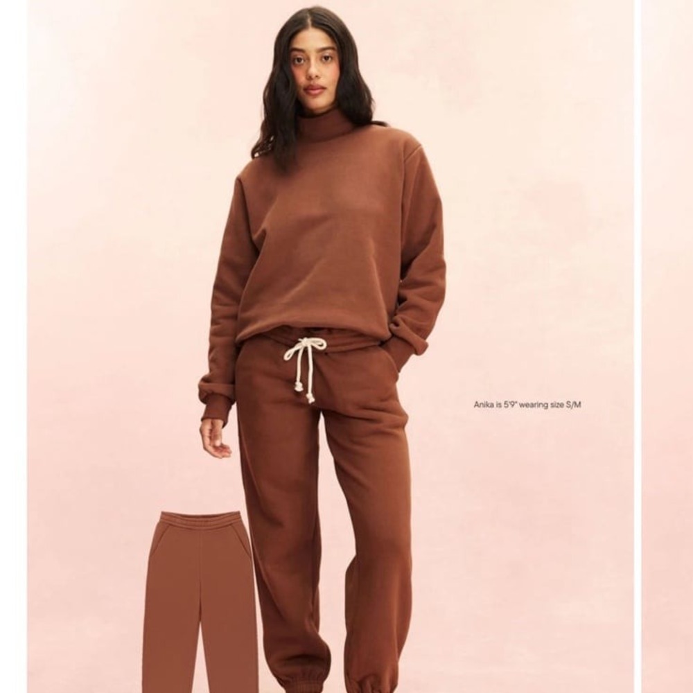 PARKE brown sweatsuit set women's size S/M turtleneck and sweatpants bundle